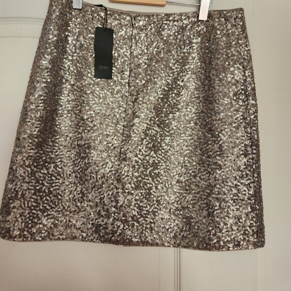 Esprit Gold Sequins Mini Skirt - Size 6 - Picture 3 of 10